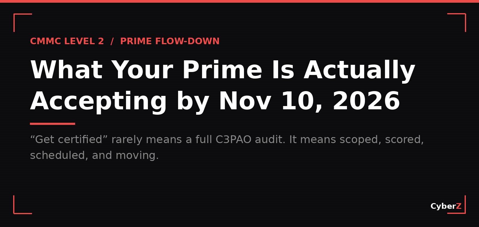 What Your Prime Is Actually Accepting When They Say 'Be CMMC Certified by November 10'
