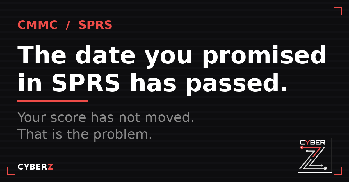 The Date You Promised in SPRS Has Passed. Your Score Has Not Moved. That Is the Problem.