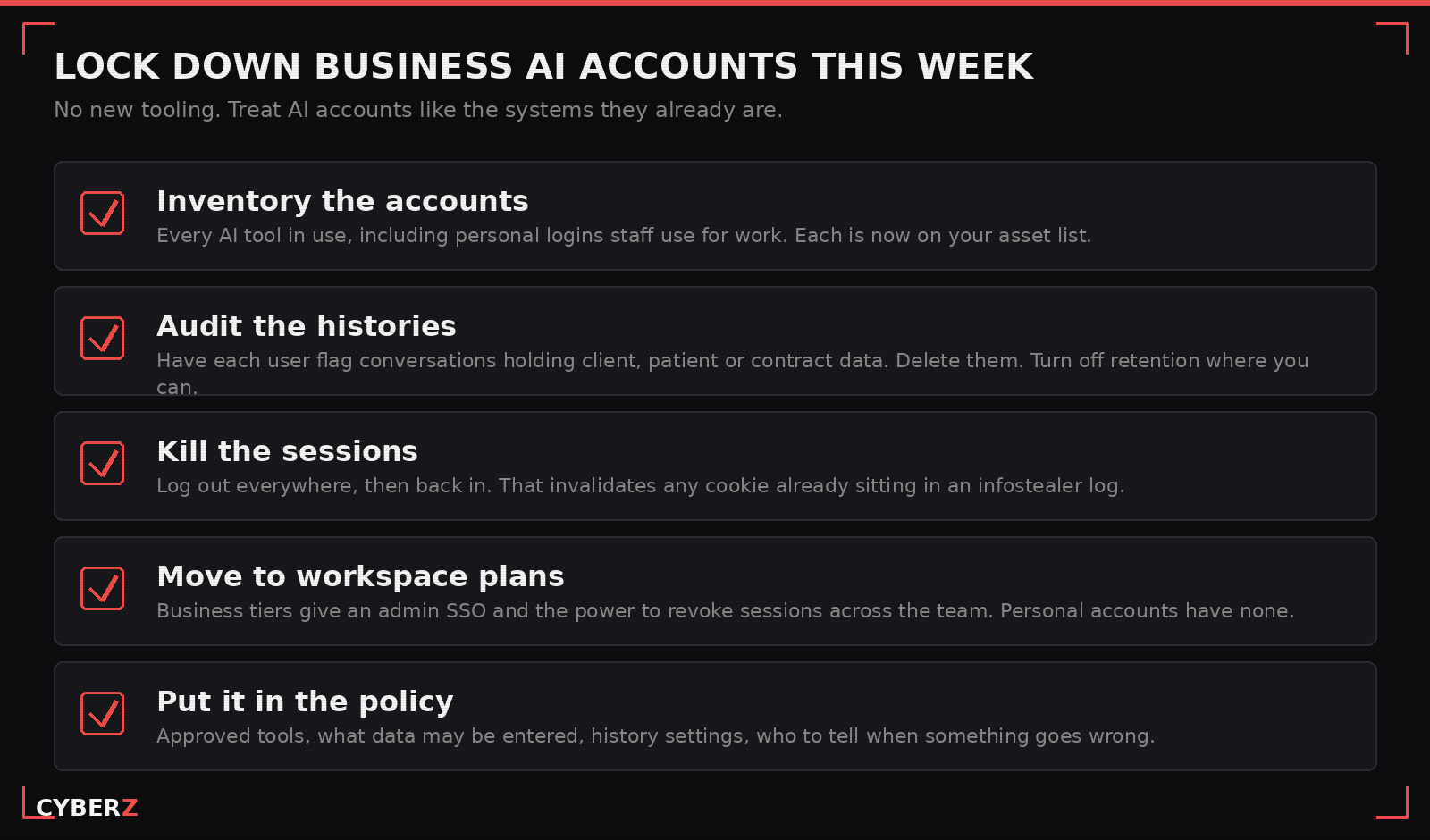 Five-step checklist for locking down business AI accounts after the Claude session hijacking campaign